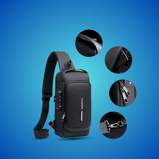 Men’s Waterproof Anti-Theft Sling Bag with USB Charging & TSA Lock